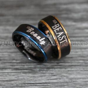 IMG_0467 Beauty And Beast Ring, His Beauty Her Beast Rings, Black Wedding Rings, Beauty And Beast Jewelry
