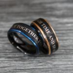 Together Forever Through Time and Space Rings, Couple Wedding Bands, Couple Rings
