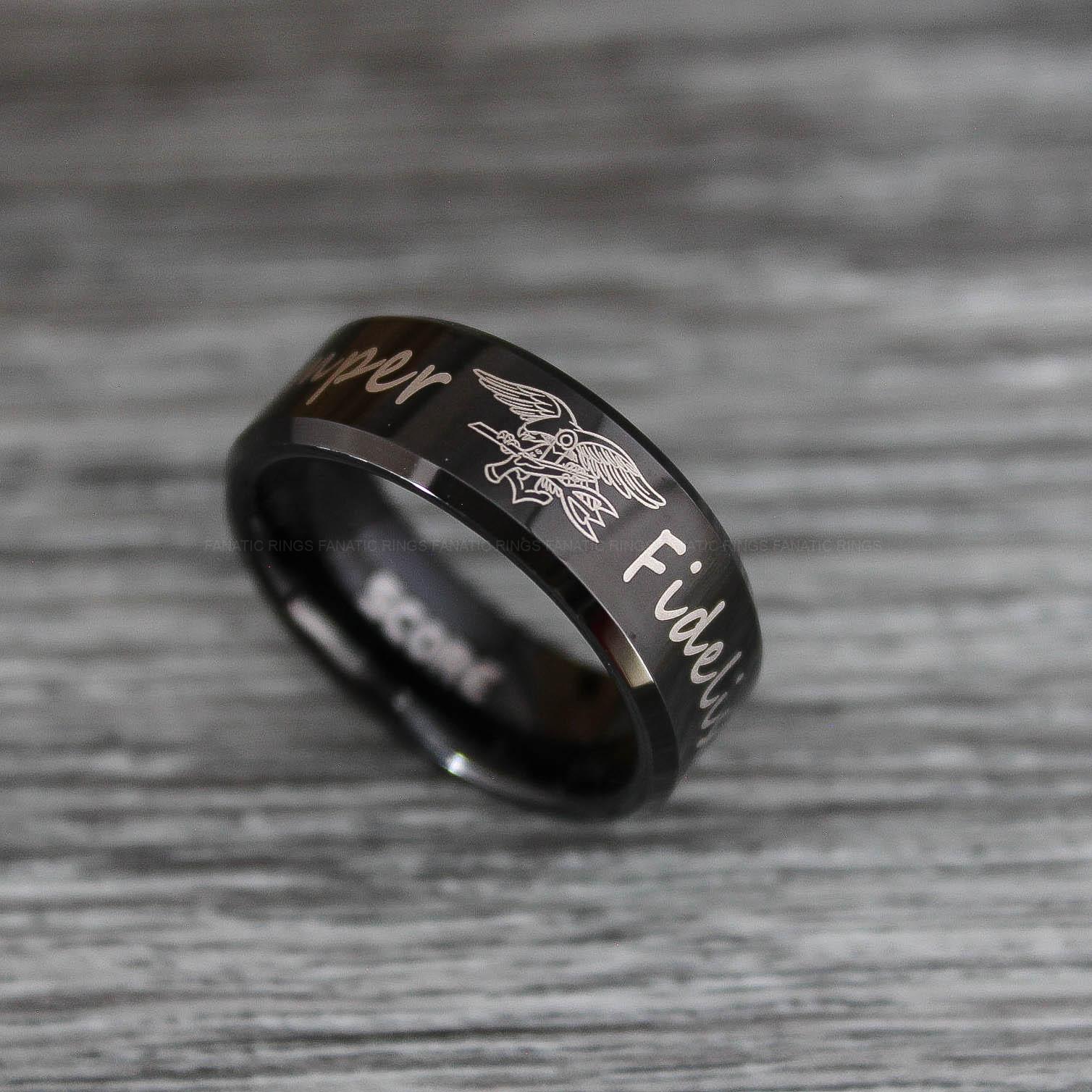 IMG_0469 Marines Ring, Semper Fidelis Ring, Marines Wedding Band, Camo Rings, Army Rings, Military Ring, Military Jewelry - Image 1