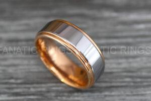 Rose Gold Wedding Band, Rose Gold Wedding Ring, Rose Gold Tungsten Ring