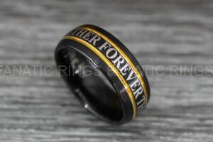 Together Forever Through Time and Space Ring, Black Wedding Band