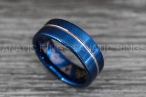 Blue Wedding Ring, Blue Wedding Band, Blue Tungsten Ring