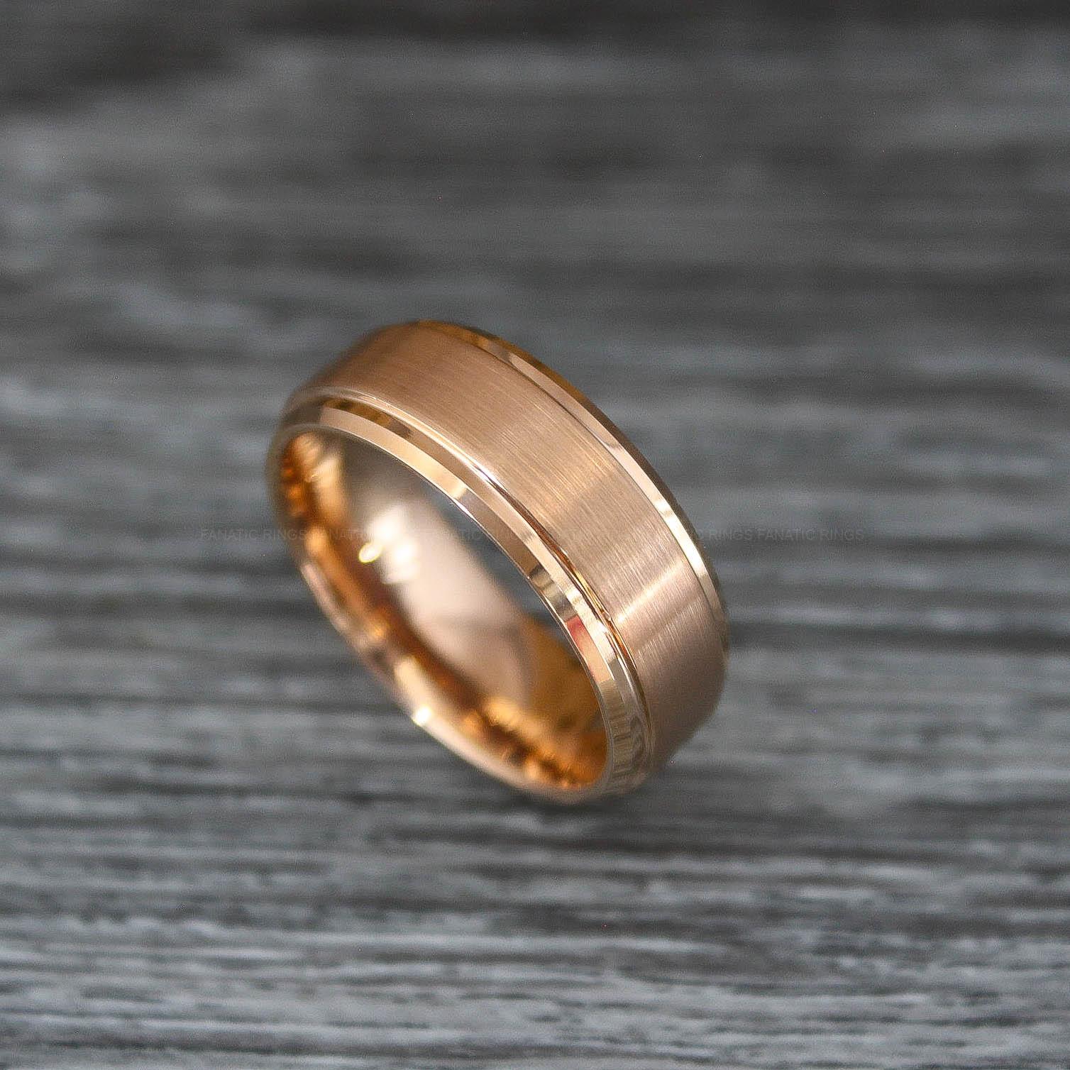 IMG_0487 Rose Gold Wedding Ring, Rose Gold Wedding Band, Rose Gold Tungsten Ring - Image 1