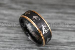 Fly Fishing Ring, Fly Fishing Lure Ring, Lure Ring, Fishing Jewelry, Fishing Ring, Fish Hook Ring, Hunting Ring, Fish Hooks Wedding Band