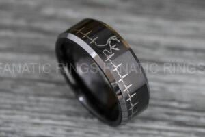 Deer Hunting Ring, Deer Tracks Wedding, Deer Hunting Jewelry, Black Tungsten Ring, Black Wedding Band, Hunting Jewelry, Deer Tracks Wedding Ring, Deer Tracks Ring