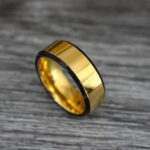 Yellow Gold Wedding Ring, Yellow Gold Wedding Band, Yellow Gold Tungsten Ring