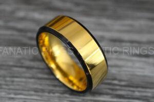 Yellow Gold Wedding Ring, Yellow Gold Wedding Band, Yellow Gold Tungsten Ring