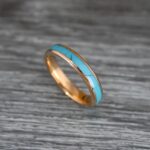 Turquoise Ring, Rose Gold Wedding Ring, Turquoise Rose Gold Wedding Band, Turquoise Tungsten Ring