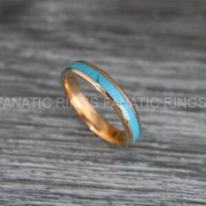 IMG_0515 Turquoise Ring, Rose Gold Wedding Ring, Turquoise Rose Gold Wedding Band, Turquoise Tungsten Ring